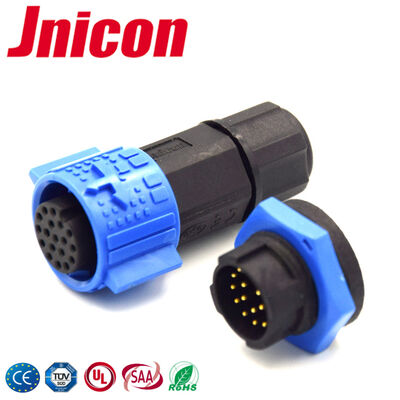 300V M19 16 Pin Waterproof Plug And Socket Connector CE Obtain Industrial Data Connector