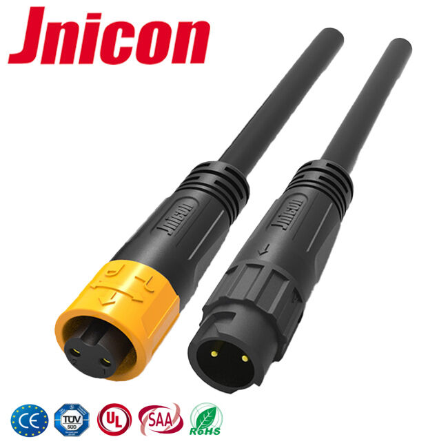 Jnicon 10A M12 2 штифты формованные кабельные разъемы наружные водонепроницаемые быстрый разъединение